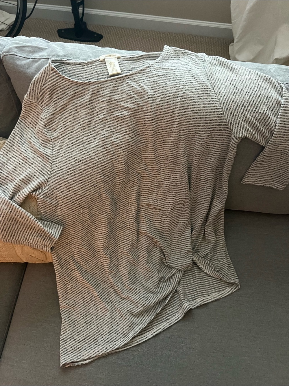 Matty M Striped Boatneck Tunic — Gray and White